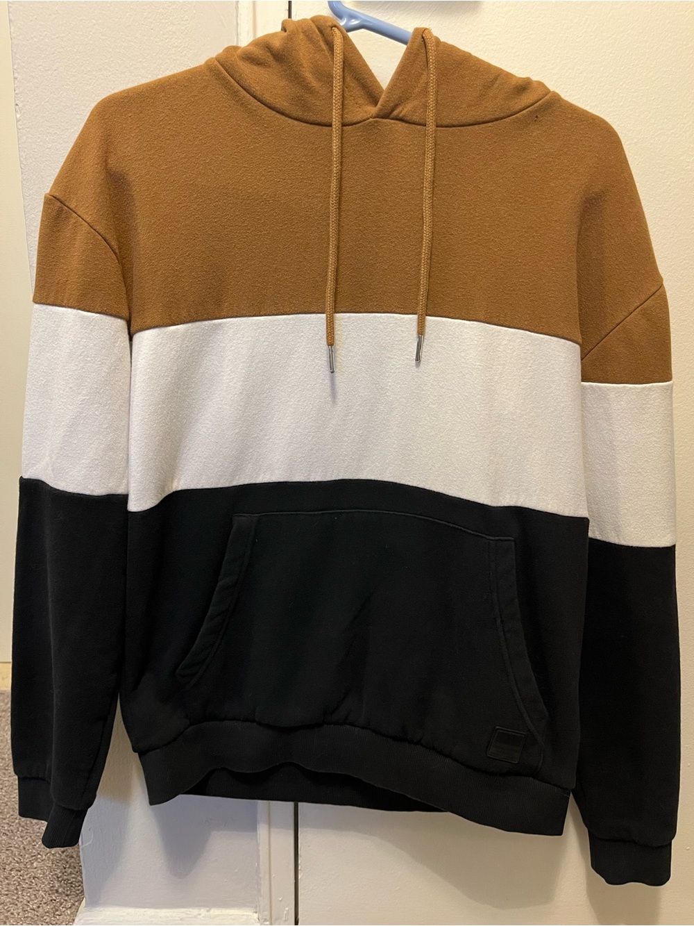 Denim & Flower Camel, Black & White Colorblock Hoodie